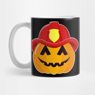 Funny Fireman Firefighter Pumpkin Construction Halloween Party Mug